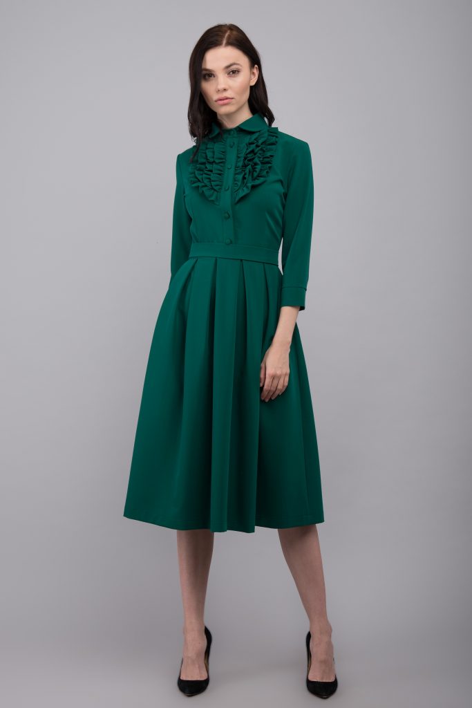 зеленое платье миди