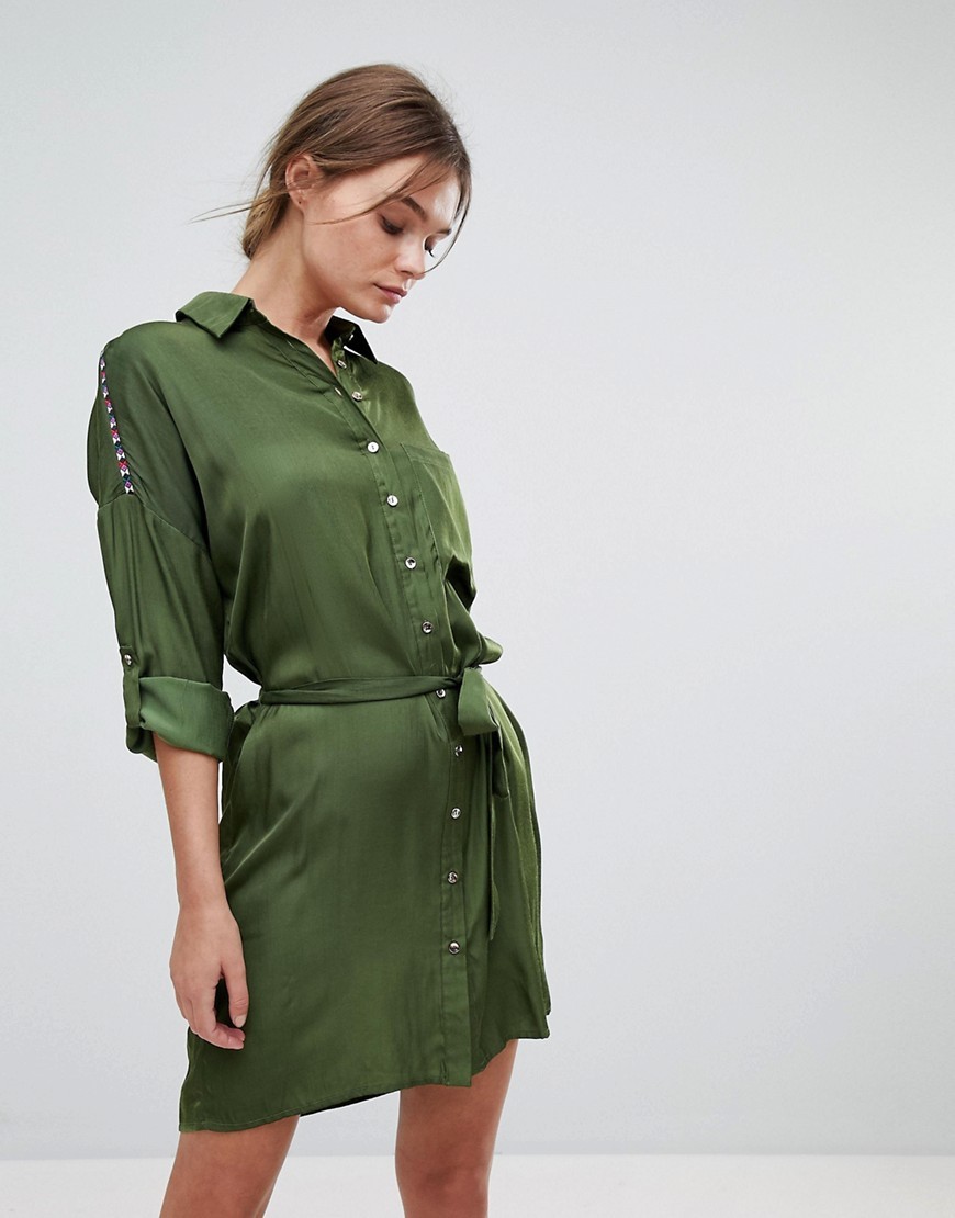 зелёное платье рубашка