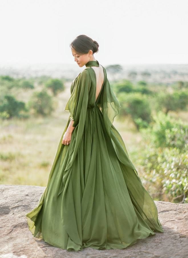 зелёное платье свадебное