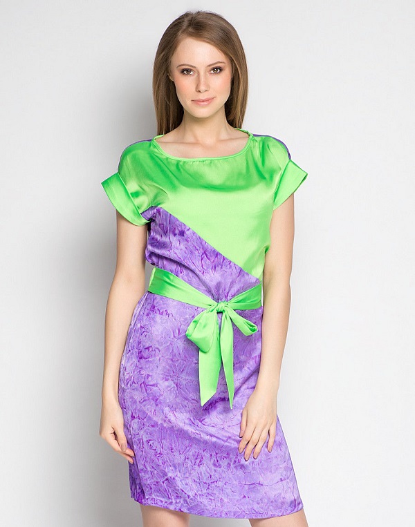 зеленое платье с фиолетовым