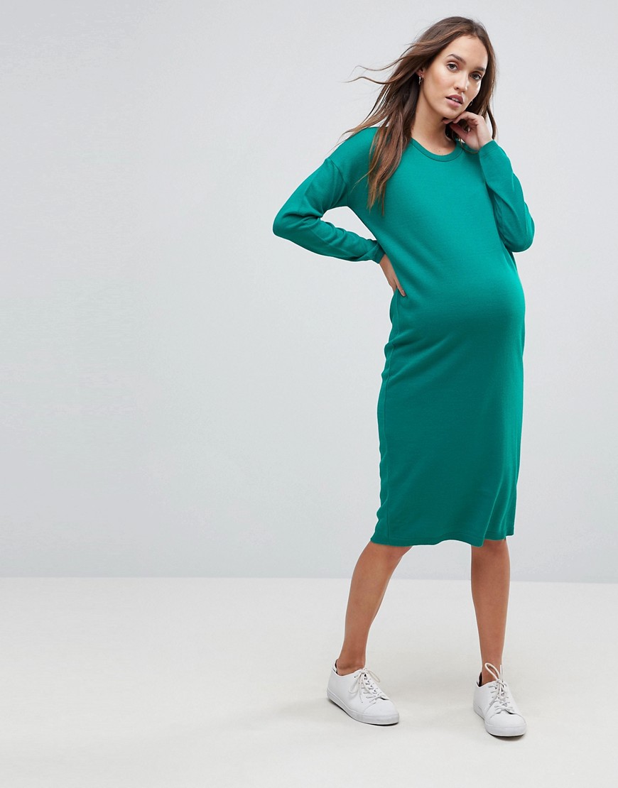 платье миди для беременных зеленое