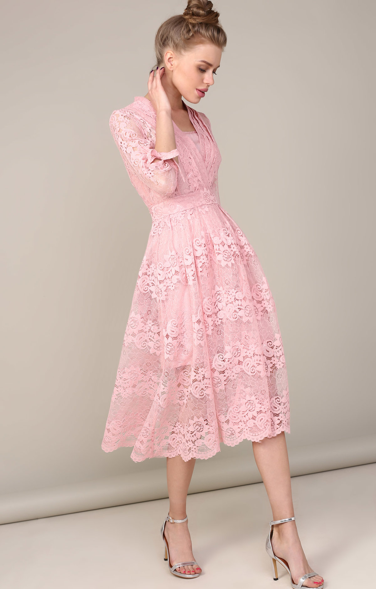 платье миди Нежное-розовое