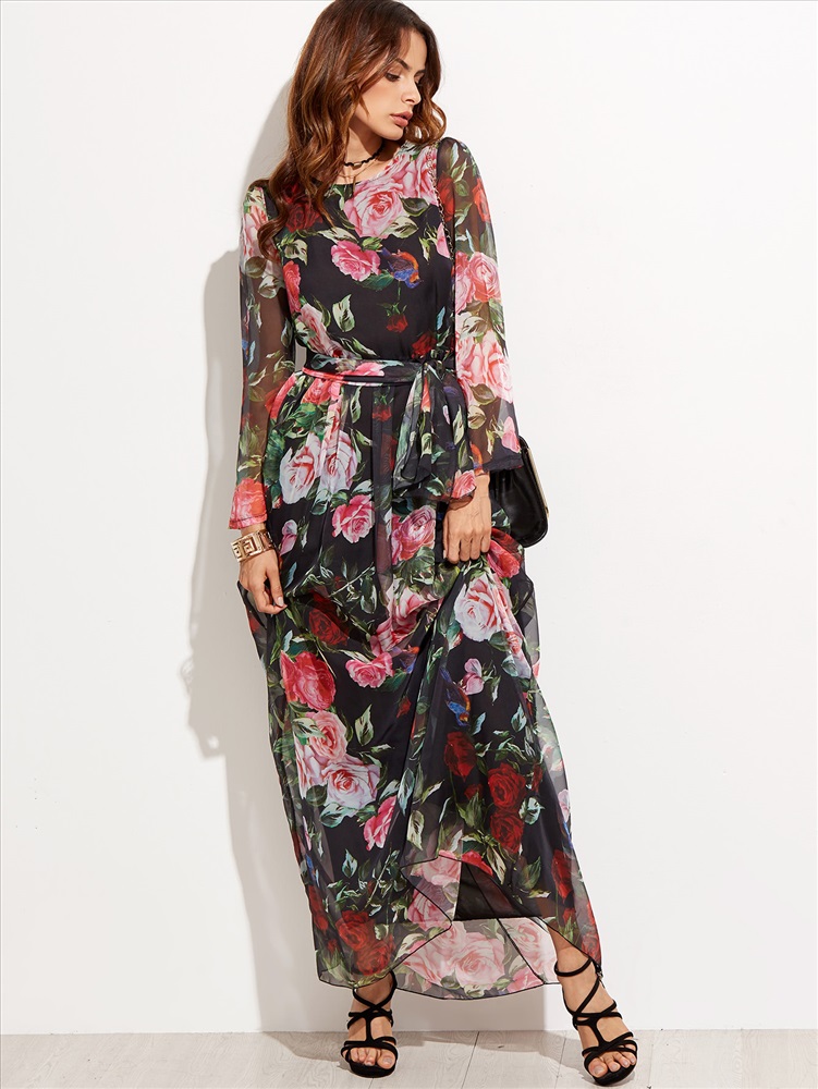 шифоновое платье с цветочным принтом