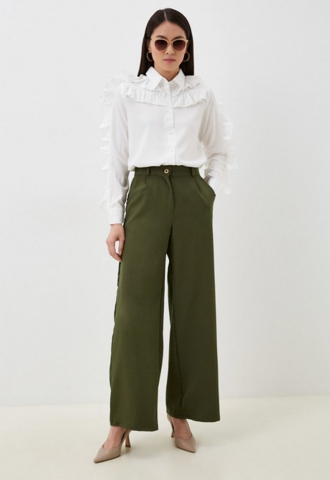Классические зеленые брюки-клеш Marselesa