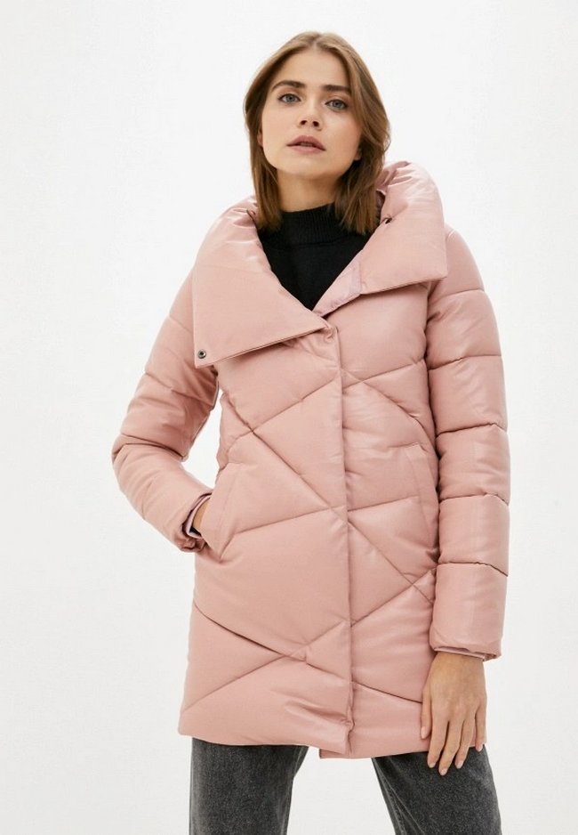 Куртка кожаная утепленная Fadjo. Цвет: розовый. Сезон: Осень-зима