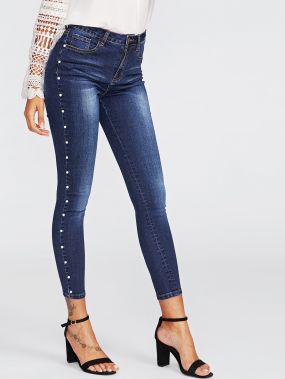 Модные джинсы с бусинами