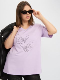 Майки, футболки Лавандовая футболка с принтом бабочка арт.2973