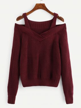 Размера плюс свитер с открытыми плечами