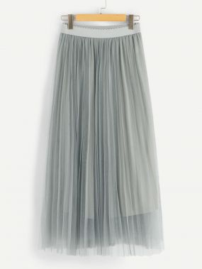 Сетчатая юбка со складками и широкой талией
