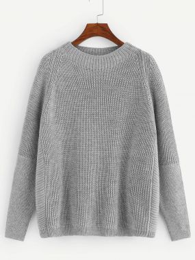 Размера плюс свитер с круглым воротником и рукавом-регланом
