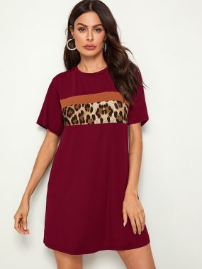 Платье-футболка с леопардовым принтом