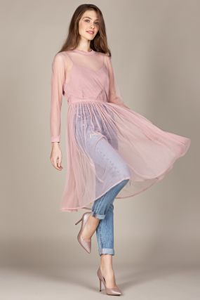 Платье Черешня прозрачное розовое (40-46)