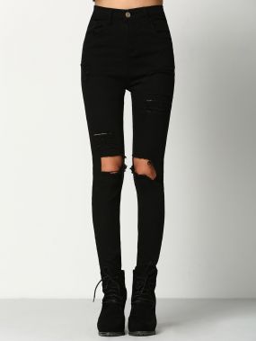 Чёрные рваные джинсы