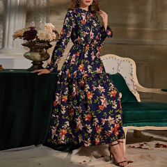 Платье с цветочным принтом и воротником-бантом