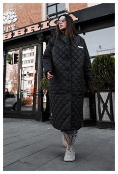 Пальто стеганое женское, размер OverSize X , цвет бежевый
