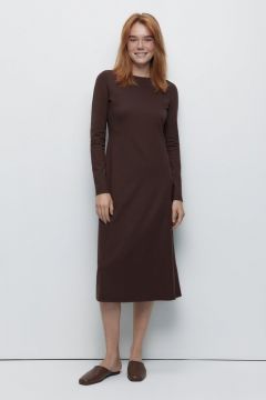 Платье-футляр Befree, прилегающее, миди, размер XS INT, коричневый