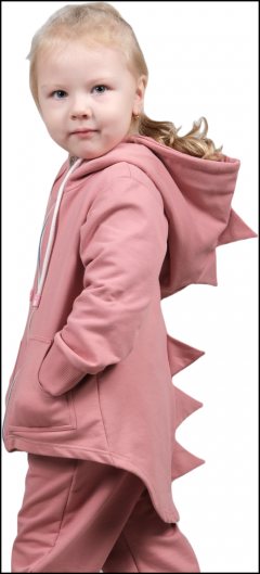 Толстовка DaEl kids, удлиненная, капюшон, карманы, размер 116, розовый