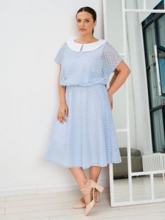 Костюм maxroses, блуза и сарафан, повседневный стиль, свободный силуэт, размер 54, синий