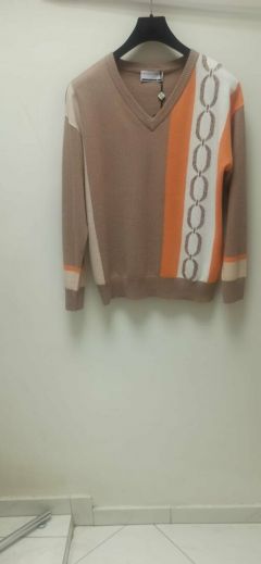 Пуловер Franco Vello, шерсть, длинный рукав, прямой силуэт, трикотаж, размер 46, бежевый