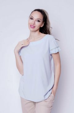 Блуза  Тамбовчанка, повседневный стиль, короткий рукав, размер 44, голубой