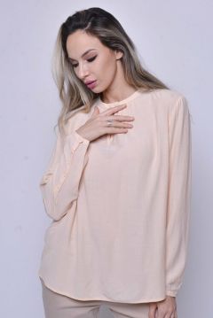Блуза  Тамбовчанка, повседневный стиль, длинный рукав, размер 52, бежевый