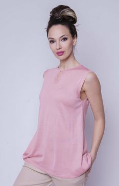 Блуза  Тамбовчанка, повседневный стиль, без рукава, размер 50, розовый