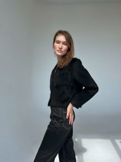 Пиджак To woman store, укороченный, силуэт прямой, подкладка, размер S, черный