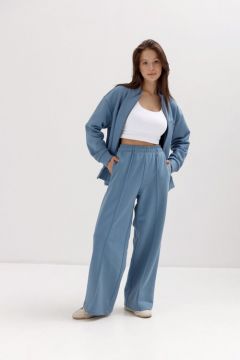 Костюм Глория Трикотаж, толстовка и брюки, спортивный стиль, оверсайз, трикотажный, размер 56, синий
