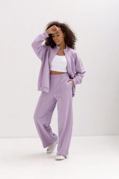 Костюм Глория Трикотаж, толстовка и брюки, спортивный стиль, оверсайз, трикотажный, размер 54, фиолетовый
