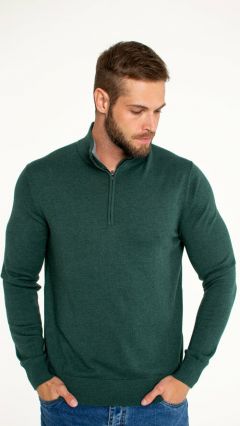 Пуловер , длинный рукав, силуэт прилегающий, средней длины, вязаный, трикотажный, размер M, зеленый