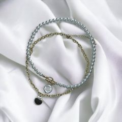 Колье цепь/ожерелье из искусственного жемчуга/женское украшение на шею