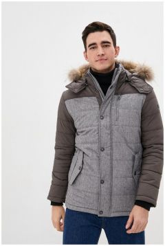 куртка Baon, демисезон/зима, силуэт прямой, капюшон, карманы, внутренний карман, манжеты, подкладка, размер 56, серый