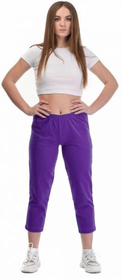 Капри  Белошвейка летние, полуприлегающий силуэт, повседневный стиль, размер 52, фиолетовый