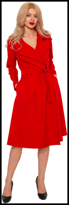 Платье-пиджак ONateJ, креп, повседневное, полуприлегающее, миди, карманы, размер 48-50, красный