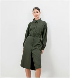 Платье-рубашка Pompa, повседневное, прямой силуэт, до колена, размер 42, зеленый