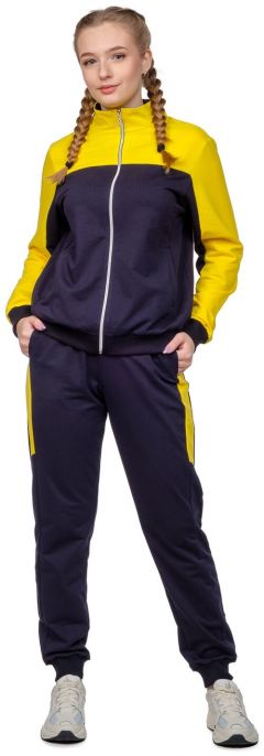 Костюм Белошвейка, толстовка и брюки, спортивный стиль, прямой силуэт, трикотажный, пояс на резинке, карманы, манжеты, размер 60, желтый