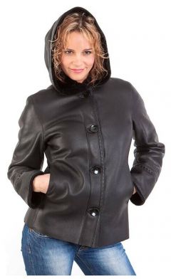 Кожаная куртка , демисезон/зима, укороченная, силуэт прямой, утепленная, однобортная, из овчины, размер 46, черный