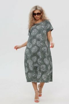 Платье-поло Dianida, хлопок, свободный силуэт, макси, размер 62, зеленый