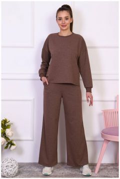 Костюм Dianida, свитшот и брюки, повседневный стиль, свободный силуэт, размер 46, коричневый