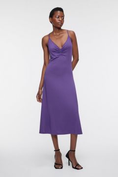 Платье-комбинация Befree, вечерний, бельевой стиль, прилегающее, миди, размер XS, фиолетовый