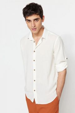Рубашка TRENDYOL, размер 48, белый
