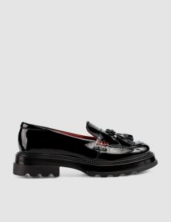 Школьные туфли для девочки лоферы из натуральной кожи на толстой подошве Shagovita черные 35 размер