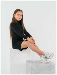 Платье-водолазка для девочек RONDA Спорт-шик, рост 140, чёрный
