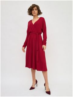 Платье с запахом BrandStoff, свободный силуэт, макси, размер 54, красный, фиолетовый