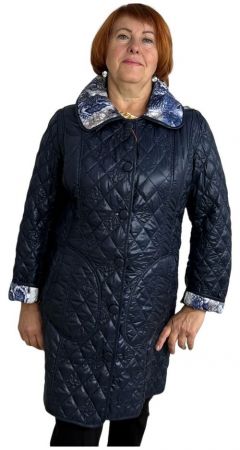 Куртка  Sinta демисезонная, удлиненная, силуэт прямой, стеганая, утепленная, манжеты, капюшон, карманы, размер 48-50, синий