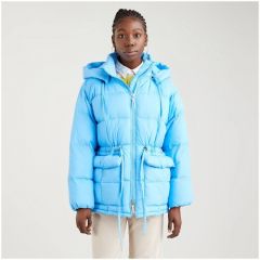 Куртка Levis демисезонная, пояс/ремень, капюшон, размер XS, голубой