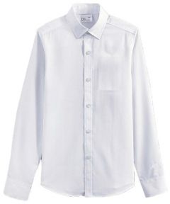 Школьная рубашка Deloras, полуприлегающий силуэт, на пуговицах, длинный рукав, без карманов, однотонная, размер 146, белый