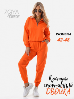 Костюм ZoyaGrace, худи, толстовка и брюки, размер S, оранжевый