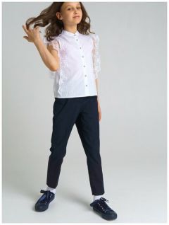 Школьные брюки  playToday демисезонные, повседневный стиль, карманы, размер 152, синий