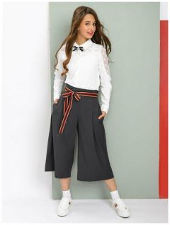 Школьные брюки кюлоты  Noble People, классический стиль, размер 164, серый